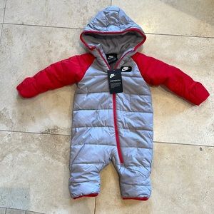 Nike 9 month snowsuit NWT. Fleece lined snowsuit. Good for girl or boy.